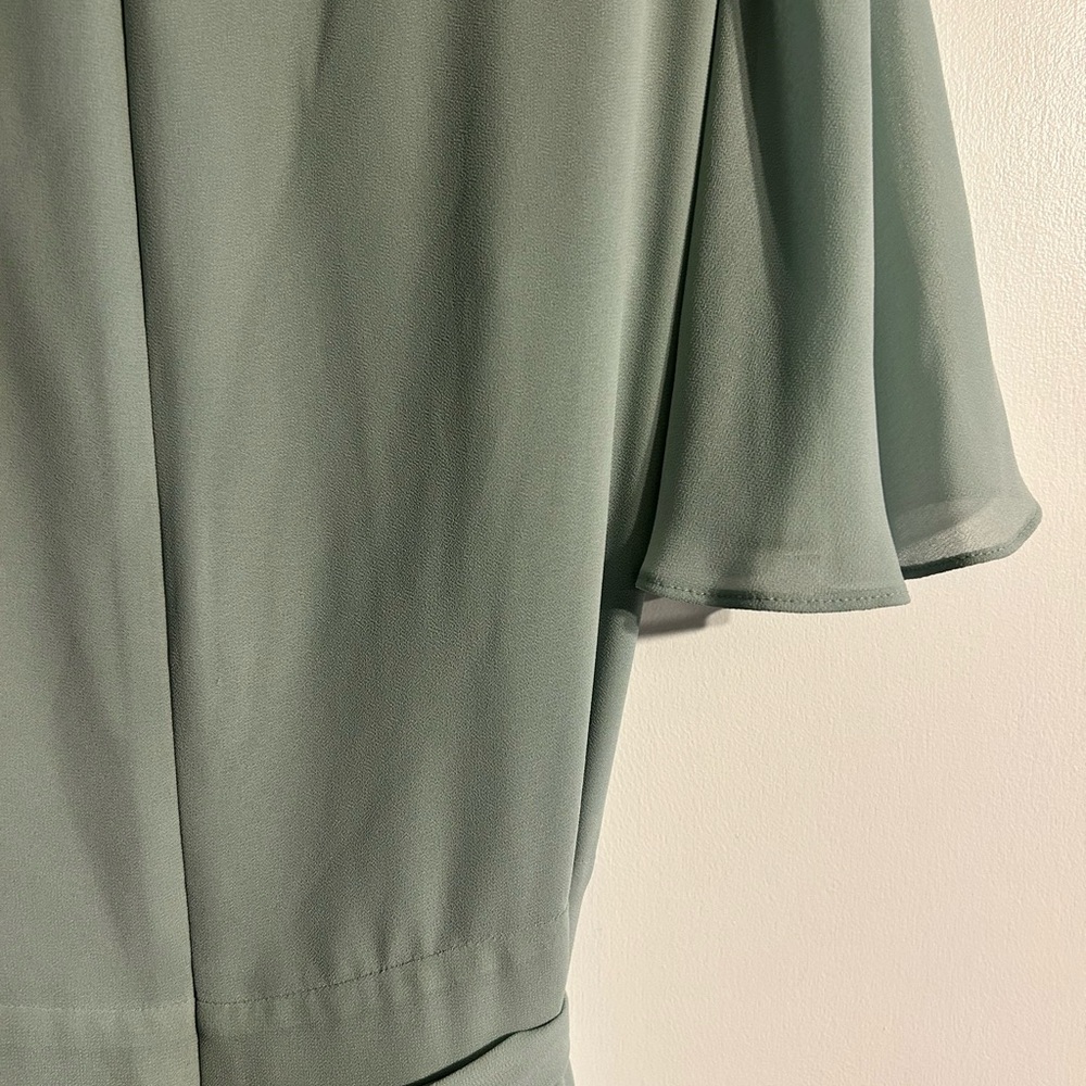 Ralph Lauren Belted Georgette Fit-and-flare Midi Dress Green Women's Size 14 - Picture 7 of 7